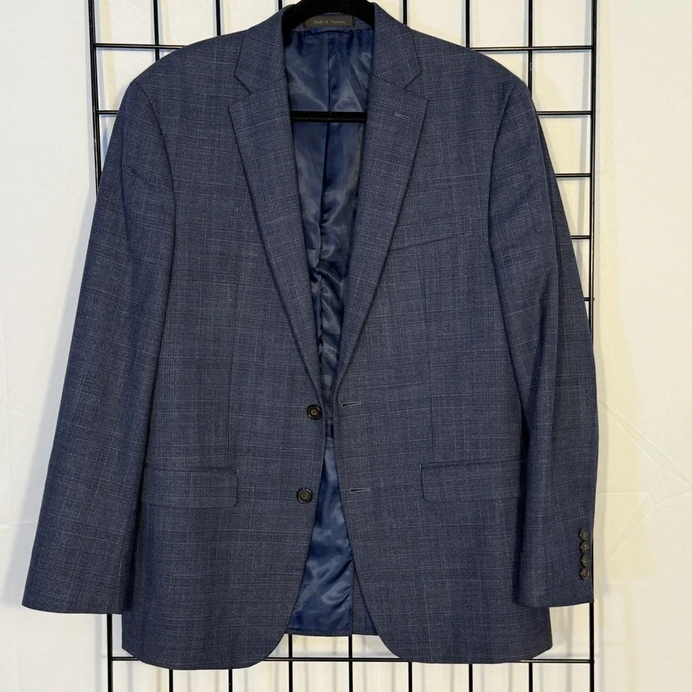 Chaps‎ Blazer Mens 40R Blue Check Plaid Sport Coat Jacket Business Casual Preppy